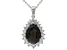STERLING SILVER 8.67CT SMOKY QUARTZ AND 2.13CTW WHITE TOPAZ PENDANT WITH CHAIN
