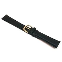 Black Leather Watch Band Padded Smooth Calf 18mm New