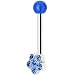 Blue Gem Flower Eyebrow Ring with Acrylic Ball