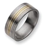 Titanium 14k Gold and Sterling Silver Inlay 8mm Satin Band TB97-11.5
