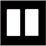 Wall Plates: Leviton 80309-SO Decora Plus Screwless Snap-On Wallplate, 2 Gang, Black