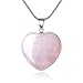 AmorWing Bridesmaid Necklace Pink Quartz Heart Love Natural Crystals Pendant for Women and Girls