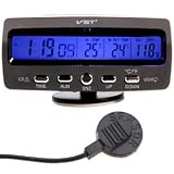 Produkt-Bild: LCD Auto Digital Innen Au&szlig;en Thermometer Spannungstester Voltmeter Spannungsmesser KFZ PKW Datum Uhr Alarm