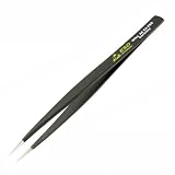 Wiha 44501 Stainless Steel Fine Point Professional ESD Precision Tech Tweezer with Static Dissipative Grip and Hypo Allergenic, 130mm Overall Length