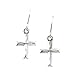 14K White Gold Children's ''Diamond Cut Cross'' Dangle Earrings