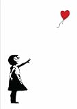 Banksy Art - Open Greeting Card - Balloon Girl - With Badge - BKB001