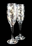 Wishing on the Stars Design - Hand Painted - Matching Set of Toasting Flutes - 6 oz.