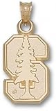 Stanford Cardinal Solid 10K Gold ''S'' & Tree Pendant