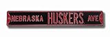 NEBRASKA CORNHUSKERS NEBRASKA HUSKERS AVE Black AUTHENTIC METAL STREET SIGN (6 X 36)