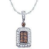 1/4 Carat Chocolate & White Diamonds White Gold Pendant w/ Chain