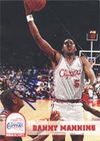 Danny Manning, Los Angeles Clippers, 1993 Hoops Autographed Card