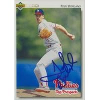 Toby Borland, Scranton/W-B Red Barons - Phillies Affiliate, 1992 Upper Deck Top Prospects Autographed Card