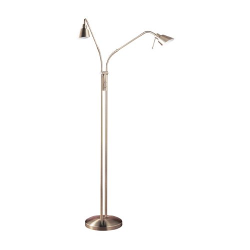 Kendal Lighting FL4048-2-SN  42-Inch Portable Task/Reading 2-Light Floor Lamp, Satin Nickel On Sale