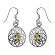 Ear Rings for Women in Sterling Silver & Peridot Gemstone in Dangle Style 1.25 inches (erg058)