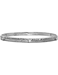 CleverEves 18Kt White Gold Hammered Slip-On Bangle