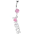Rose Gem I Heart Nerds Dangle Belly Button Ring