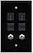RiteAV - 2 HDMI 2 Port Coax Cable TV- F-Type 2 Port Cat5e Ethernet Wall Plate - Black
