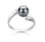 PearlsOnly Dana Black 6-7mm AAA Freshwater Sterling Silver Pearl Ring
