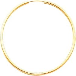 14K Yellow Gold Endless Hoop Earrings Jewelry New |E