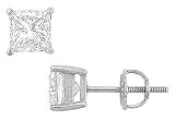 14K White Gold : Princess Cubic Zirconia Stud Earrings 4.00 CT. TGW.