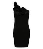 Pilot Rosette Trim One Shoulder Dress