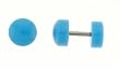 NEON BLUE ACRYLIC FAKE PLUG-16 GAUGE EAR WIRE - 7 MM IN DIAMETER - SOLD AS A PAIR