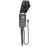 Intermatic HB1116R Six Outlet Electro Mechanical Outdoor Timer with Stake, Black