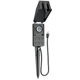 Intermatic HB1116R Six Outlet Electro Mechanical Outdoor Timer with Stake, Black