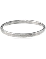 Sterling Silver Childrens Embossed Guard and Hinge Bangle Bracelet