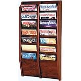 14 Pocket Magazine Wall Rack - Mahogany Finish (Dark Red Mahogany) (36