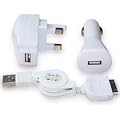 QualityBits 3-in-1 iPhone Charger, iPhone Car Charger and iPhone laptop/pc charger - iPod charger - UK Mains Charger Plug, In Car Charger & USB to PC Laptop Charger (SAME OR NEXT DAY DISPATCH)