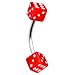 16 Gauge Red Dice Eyebrow Ring