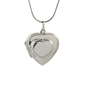 Engravable Sterling Silver Double Heart Locket. Engrave it at EvesAddiction!