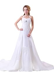 Taffeta Halter Lace-Up Wedding Dress 