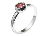 Round Briliant Shape Pink Ceylon Sapphire Bezel Set Ring in 18k White Gold Ring Size 6 (T.w 0.50)