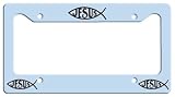 Jesus Fish License Plate Frame - Light Blue/Black