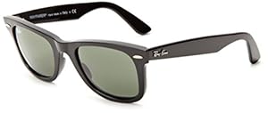 Ray-Ban RB2140 Original Wayfarer Sunglasses 50 mm,Black frame/Crystal Green lens
