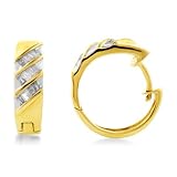 10K Yellow Gold 0.26 Carat Diamond Hoop Earrings