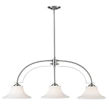 Murray Feiss Barrington Three-Light Billiard Chandelier, Brushed Steel with Opal Etched Glass Shades #F2248/3BS