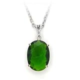 Jewelry - Solitaire Emerald CZ Pendant Necklace SZ 16