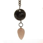 Obsidian Pendulum 01 Rose Quartz Snowflake Rainbow Black Pink Reiki Energy