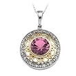 14K Two-Tone Gold Pink Tourmaline and Diamond Pendant