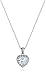 Amazon Collection Platinum-Plated Sterling Silver Gemstone & White Topaz Halo Heart Pendant Necklace, 18