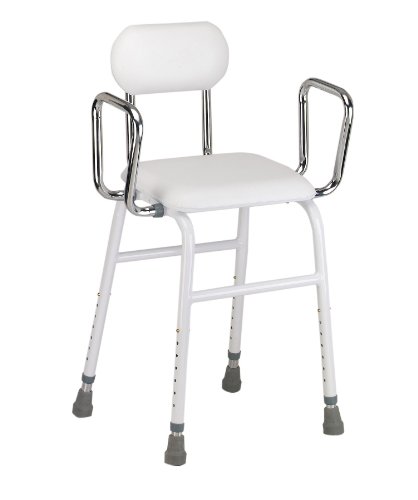 Drive Medical Kitchen Stool with Adjustable Arms, White