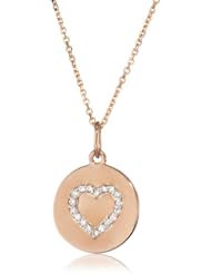KC Designs "Peace and Love" 14k Rose Gold and Diamond Heart Disc Pendant Necklace Chain, 16"