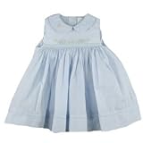 Girls Easter Dress- 2 Pc Set Blue Batiste Sundress with Embroidery by Petit Ami (3M - 9M)