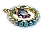 Vintage Gold, Amethyst and Pearl Charm