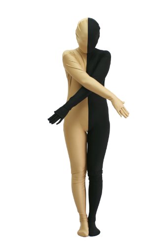  TOMSUIT Lycra Zentai Suit Costume Couleur Double (M, Carnation et Noir)