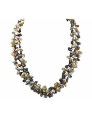 Sterling silver 6-8mm dyed dark multi color keishi freshwater cultured pearl necklace, 18"