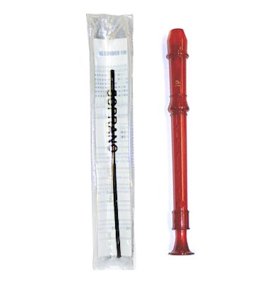 MIE 3-Piece Translucent Red Recorder, Baroque Fingering